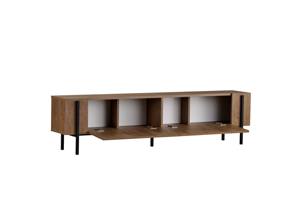 Suporte para televisor em madeira Nexus" - 180 x 30 x 45 cm - Carvalho Kafkas / Preto