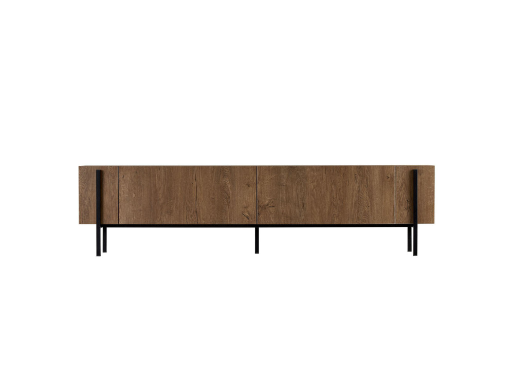 Suporte para televisor em madeira Nexus" - 180 x 30 x 45 cm - Carvalho Kafkas / Preto