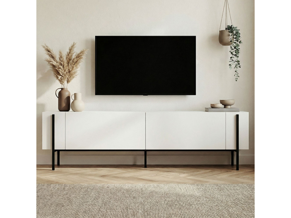 Suporte para televisor em madeira Nexus" - 180 x 30 x 45 cm - Preto / Madeira preta