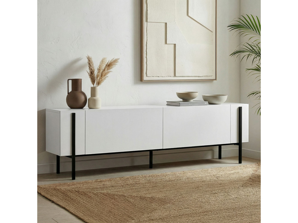 Suporte para televisor em madeira Nexus" - 180 x 30 x 45 cm - Preto / Madeira preta