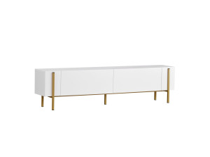 Suporte para televisor em madeira Nexus" - 180 x 30 x 45 cm - Branco / Dourado