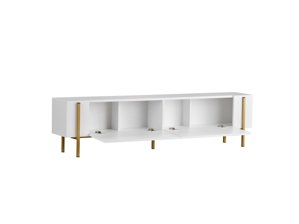 Suporte para televisor em madeira Nexus" - 180 x 30 x 45 cm - Branco / Dourado