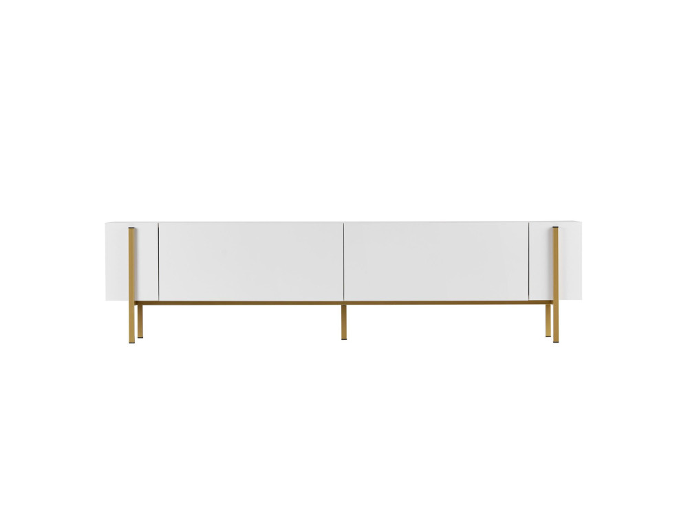 Suporte para televisor em madeira Nexus" - 180 x 30 x 45 cm - Branco / Dourado