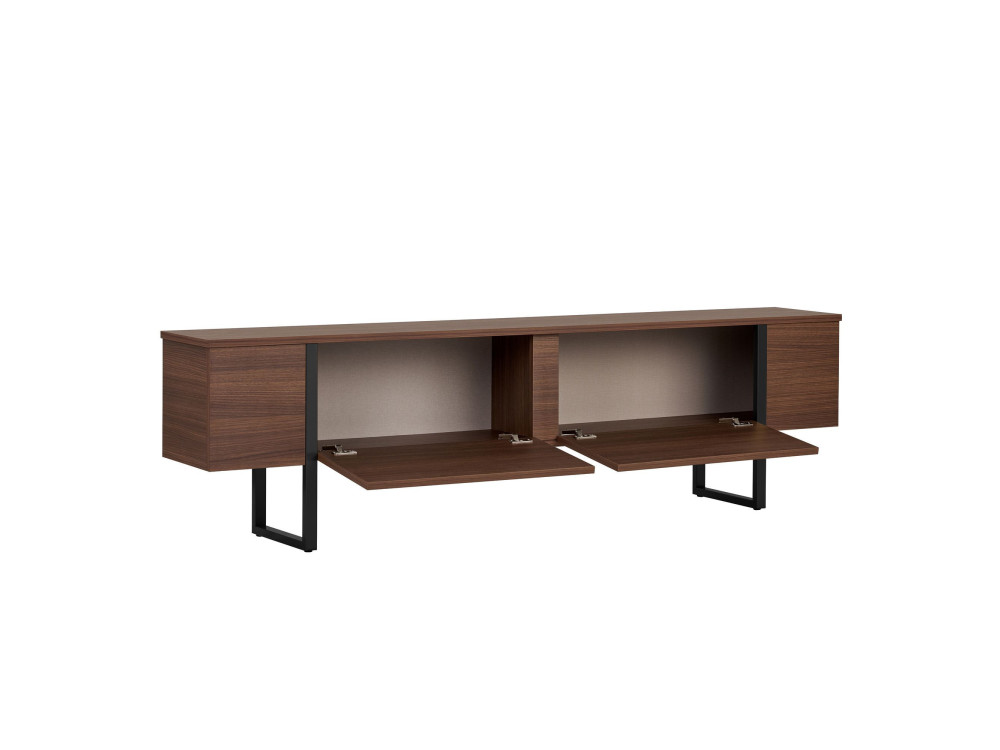 Suporte de TV em madeira "Onera" - 180 x 30 x 50 cm - Nogueira / Preto
