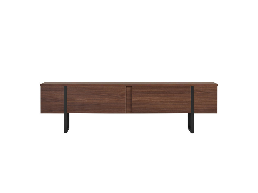 Suporte de TV em madeira "Onera" - 180 x 30 x 50 cm - Nogueira / Preto