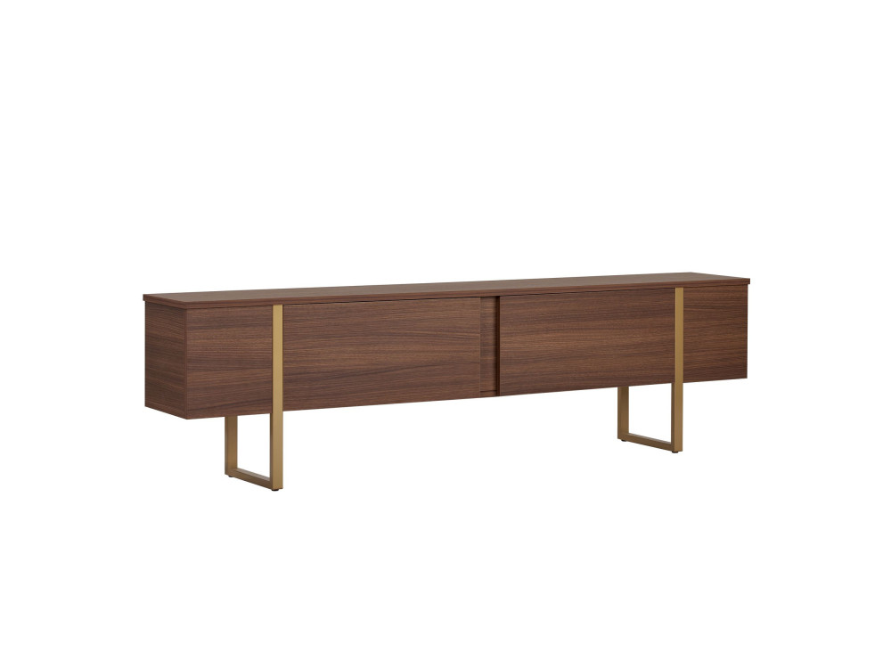 Suporte de TV em madeira "Onera" - 180 x 30 x 50 cm - Nogueira / Ouro