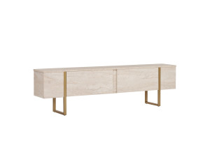 Suporte para televisor em madeira "Onera" - 180 x 30 x 50 cm - Travertino / Ouro