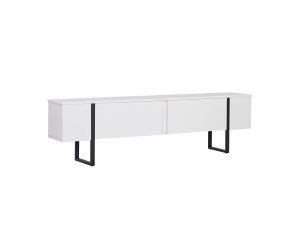 Suporte de TV em madeira "Onera" - 180 x 30 x 45 cm - BrancoPreto
