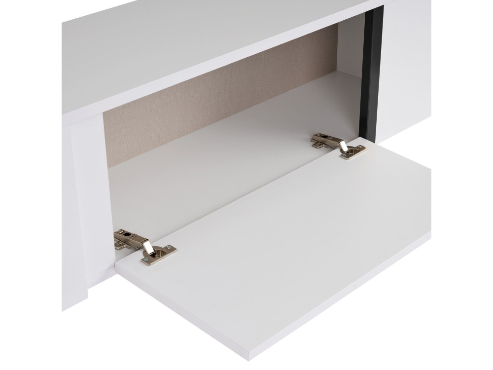 Suporte de TV em madeira "Onera" - 180 x 30 x 45 cm - BrancoPreto