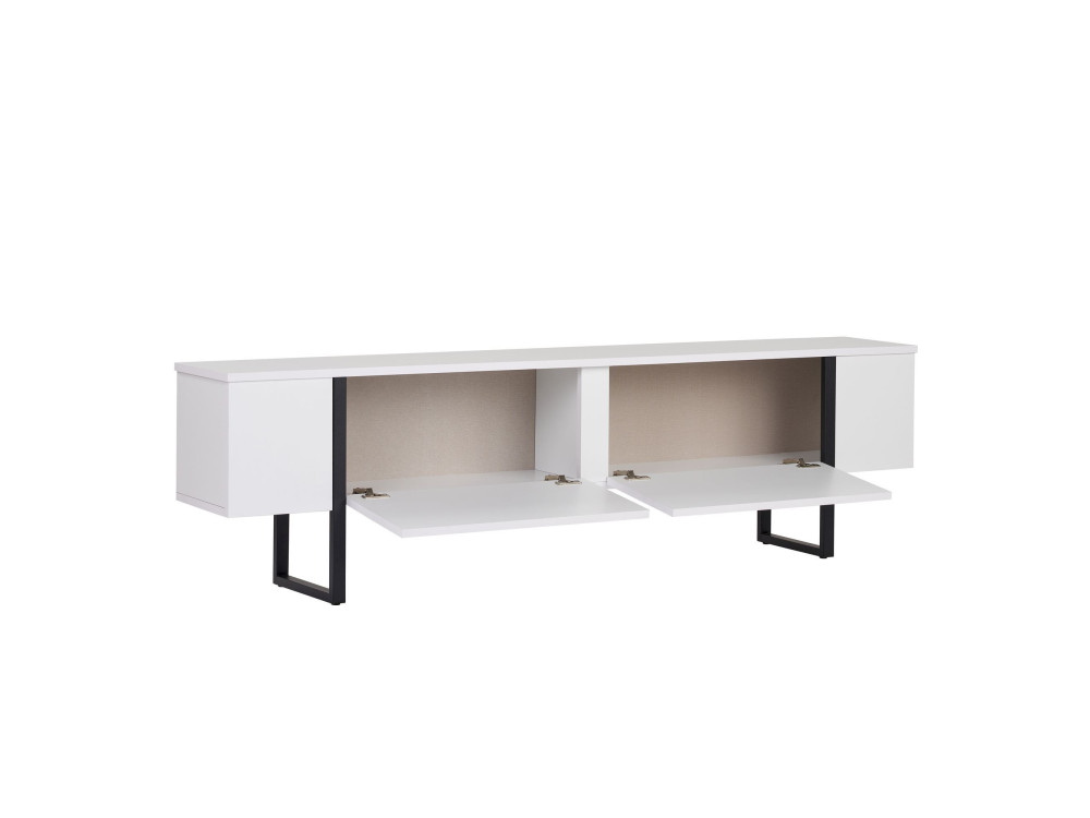 Suporte de TV em madeira "Onera" - 180 x 30 x 45 cm - BrancoPreto