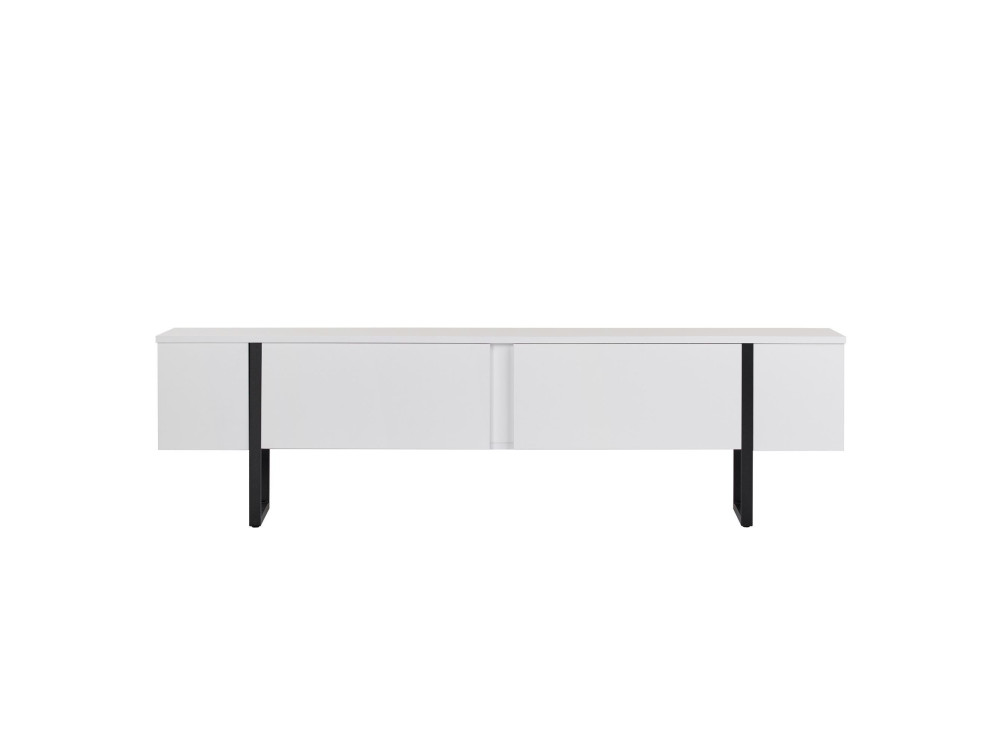 Suporte de TV em madeira "Onera" - 180 x 30 x 45 cm - BrancoPreto