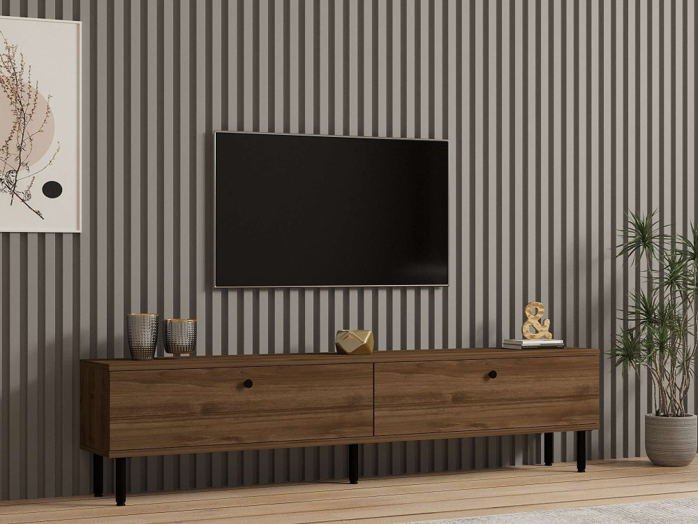 Suporte de TV em madeira "Nantes" - 160 x 25 x 37 cm - Castanho