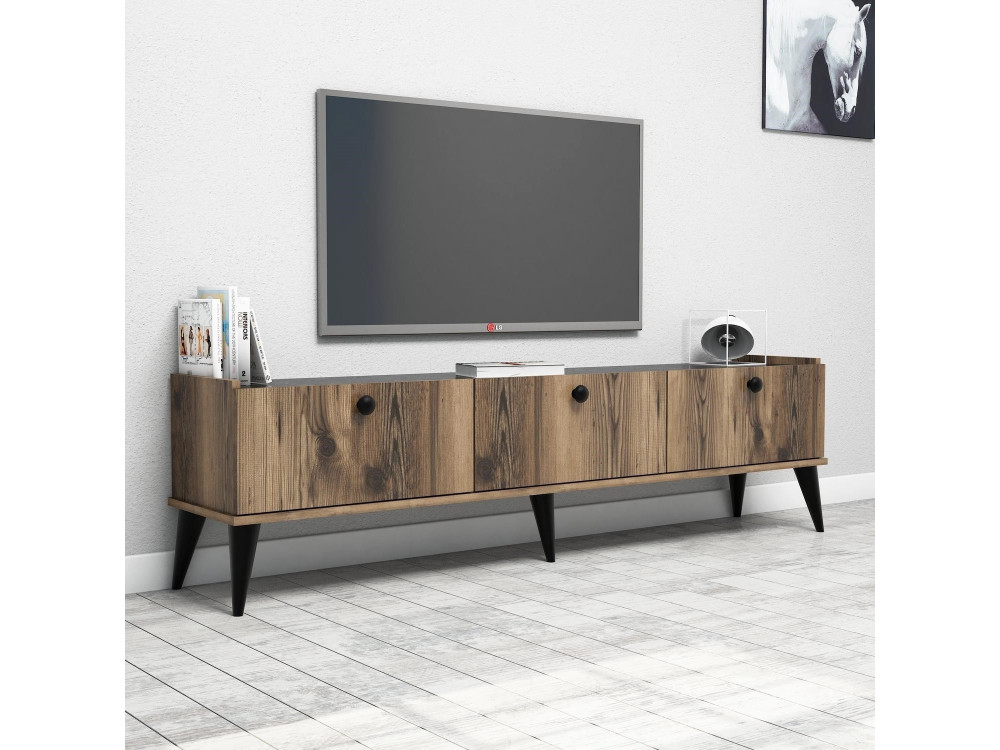 Mesa de TV em madeira "Lidya" - 180 x 35 x 49 cm - Castanho