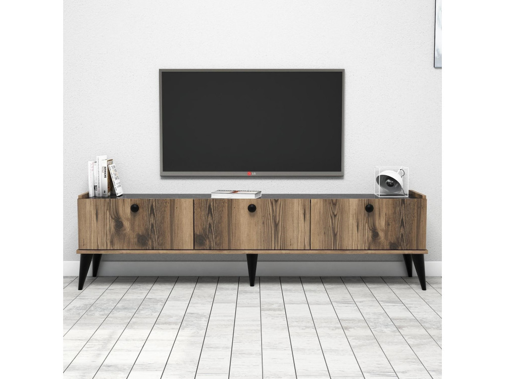 Mesa de TV em madeira "Lidya" - 180 x 35 x 49 cm - Castanho