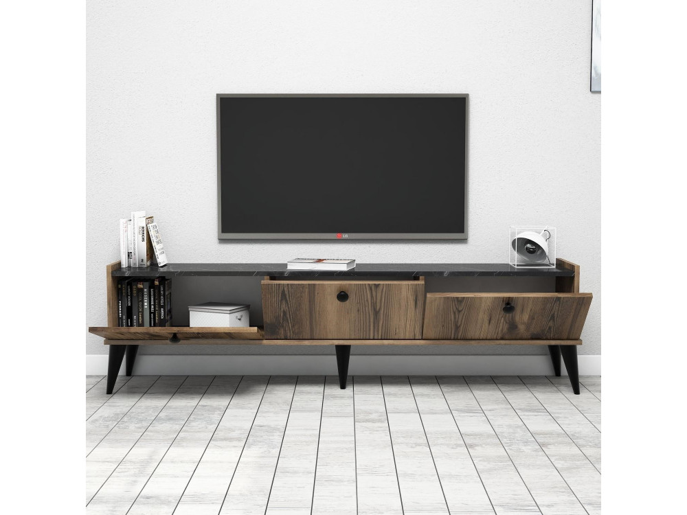 Mesa de TV em madeira "Lidya" - 180 x 35 x 49 cm - Castanho