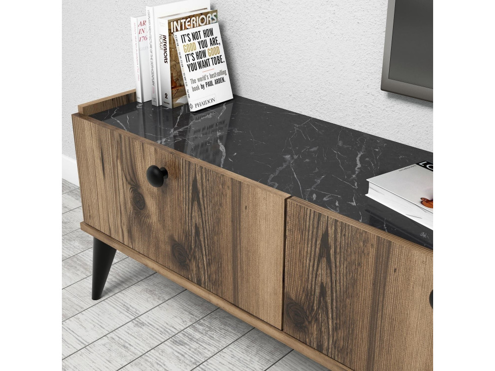 Mesa de TV em madeira "Lidya" - 180 x 35 x 49 cm - Castanho