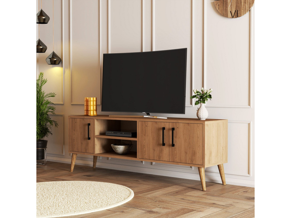 Suporte de TV em madeira "Exxen" - 150 x 34 x 52 cm - Castanho
