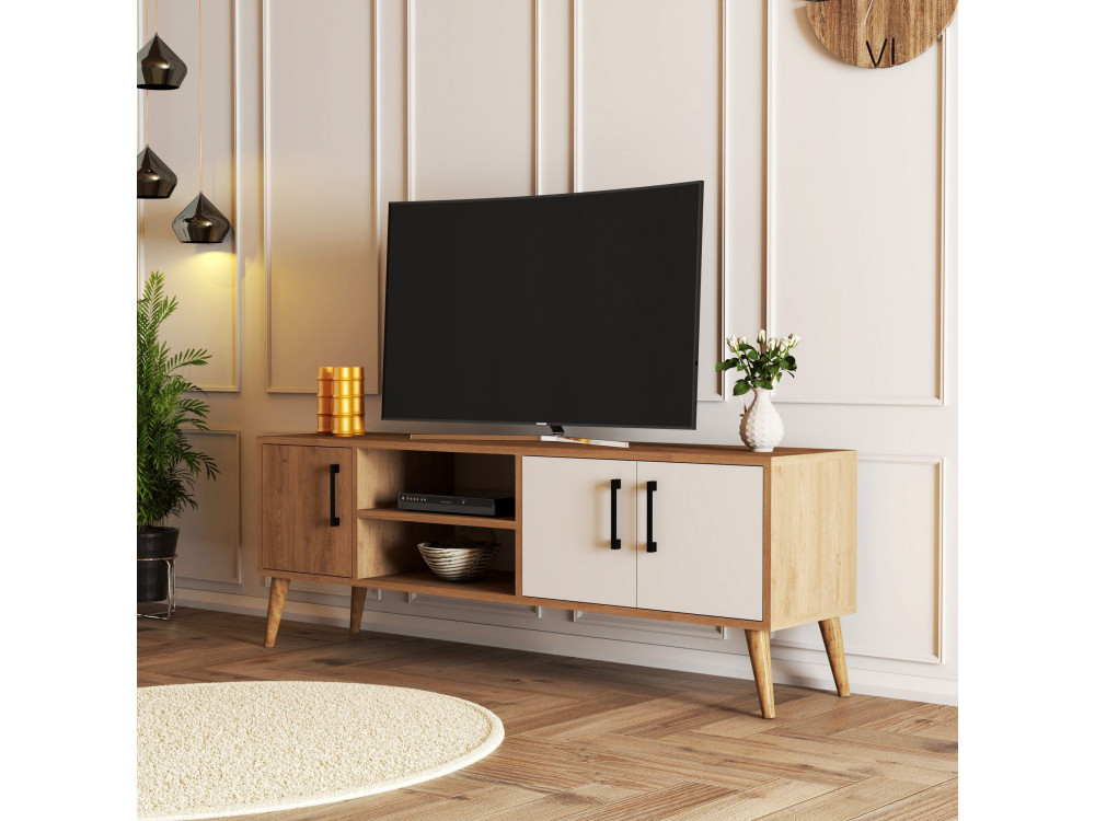 Suporte para televisor em madeira "Exxen" - 150 x 34 x 52 cm - Branco