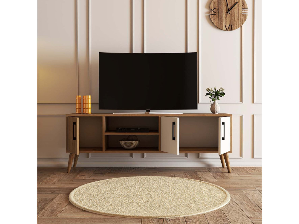 Suporte para televisor em madeira "Exxen" - 150 x 34 x 52 cm - Branco