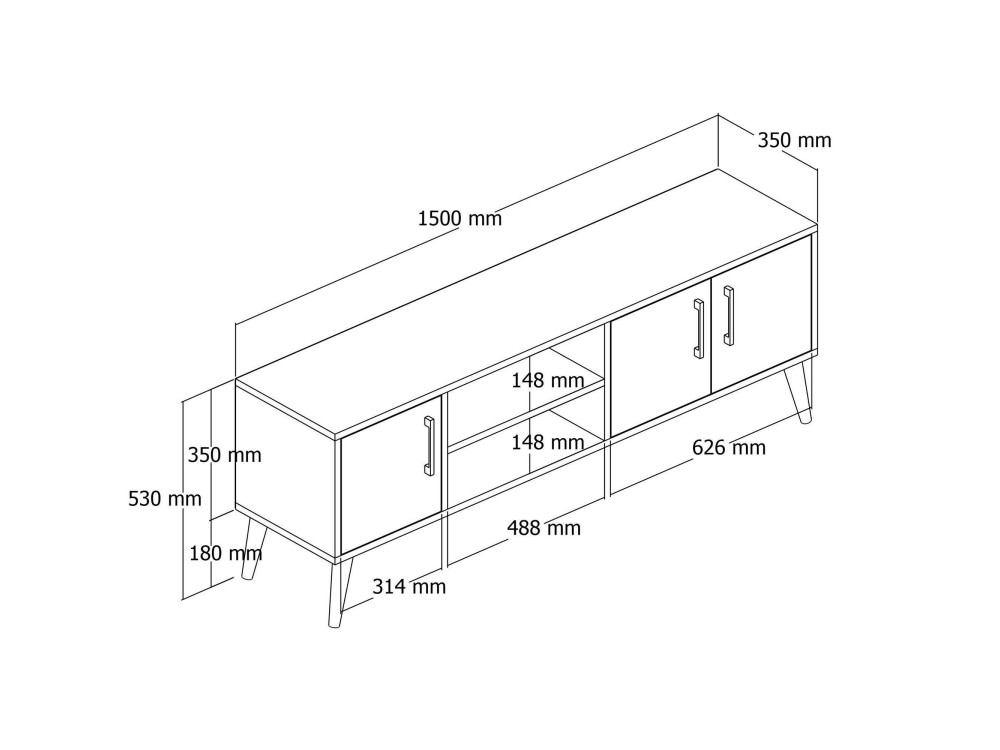 Suporte para televisor em madeira "Exxen" - 150 x 34 x 52 cm - Branco