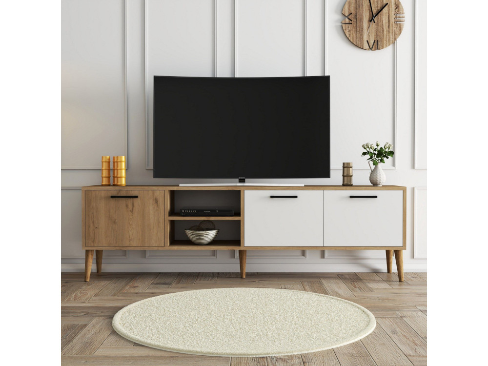 Suporte para televisor em madeira "Exxen" - 180 x 35 x 53 cm - Branco