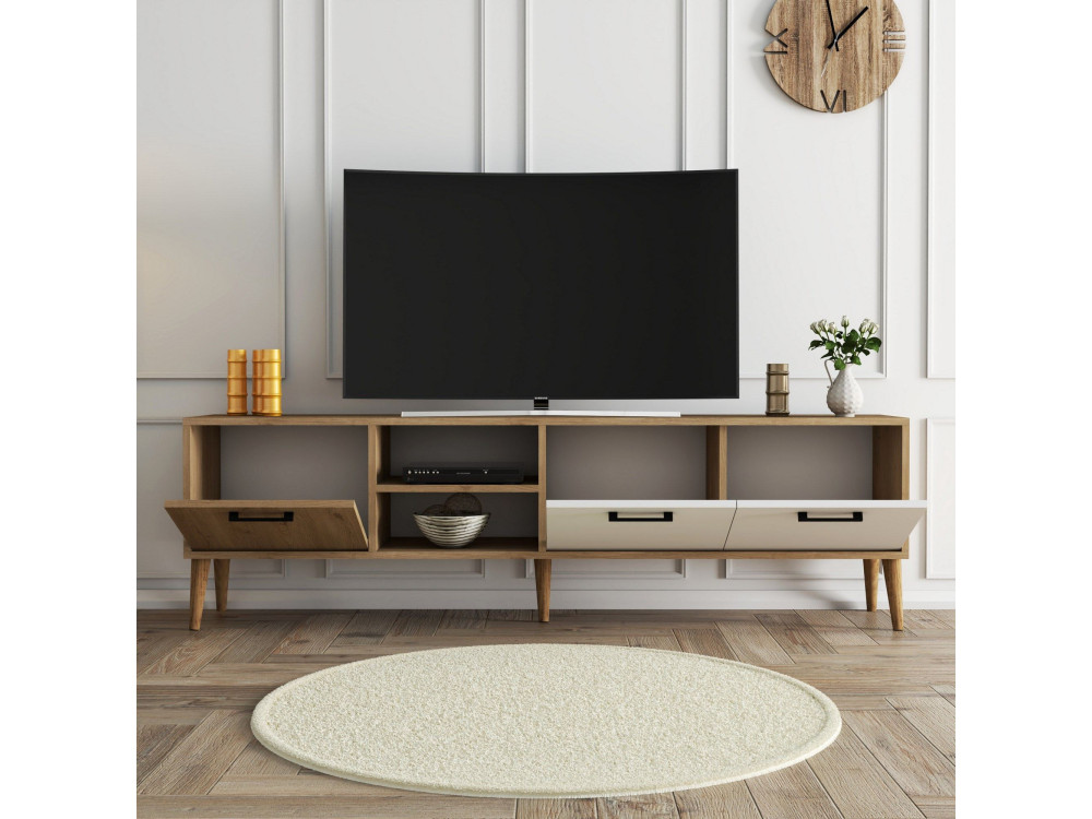 Suporte para televisor em madeira "Exxen" - 180 x 35 x 53 cm - Branco