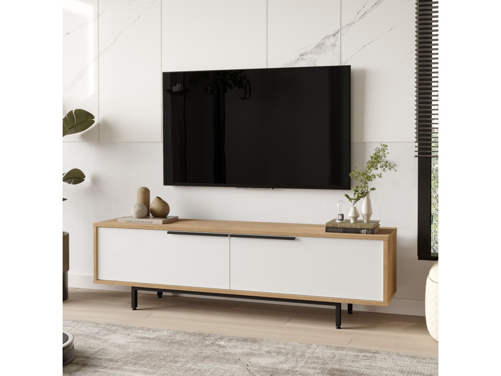 Suporte de TV em madeira "ON1-SW" - 160 x 35 x 45 cm - Branco