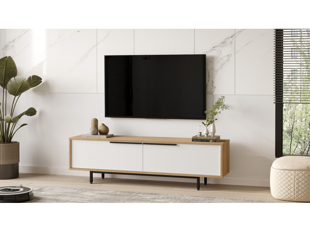 Suporte de TV em madeira "ON1-SW" - 160 x 35 x 45 cm - Branco