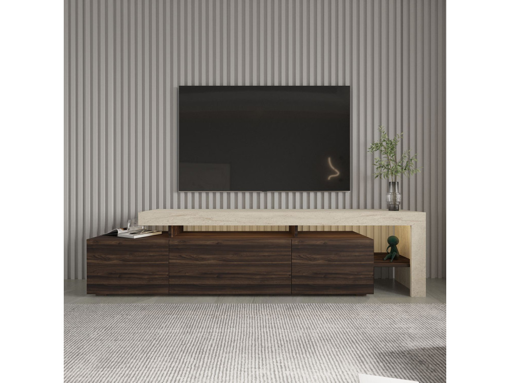 Suporte para televisor em madeira "Beliz" - 192 x 37 x 53 cm - Castanho