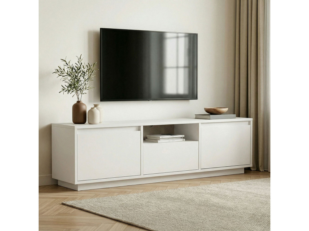 Suporte de TV em madeira "Sentinel" - 160 x 30 x 42 cm - Branco
