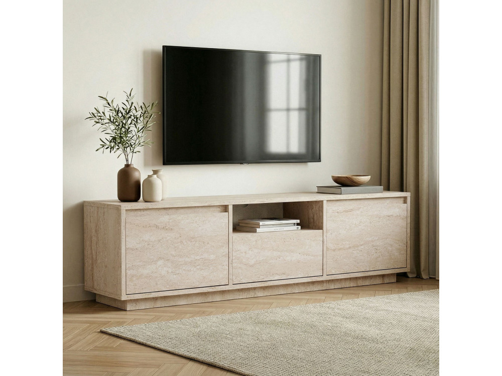 Suporte de TV em madeira "Sentinel" - 160 x 30 x 42 cm - Travertino
