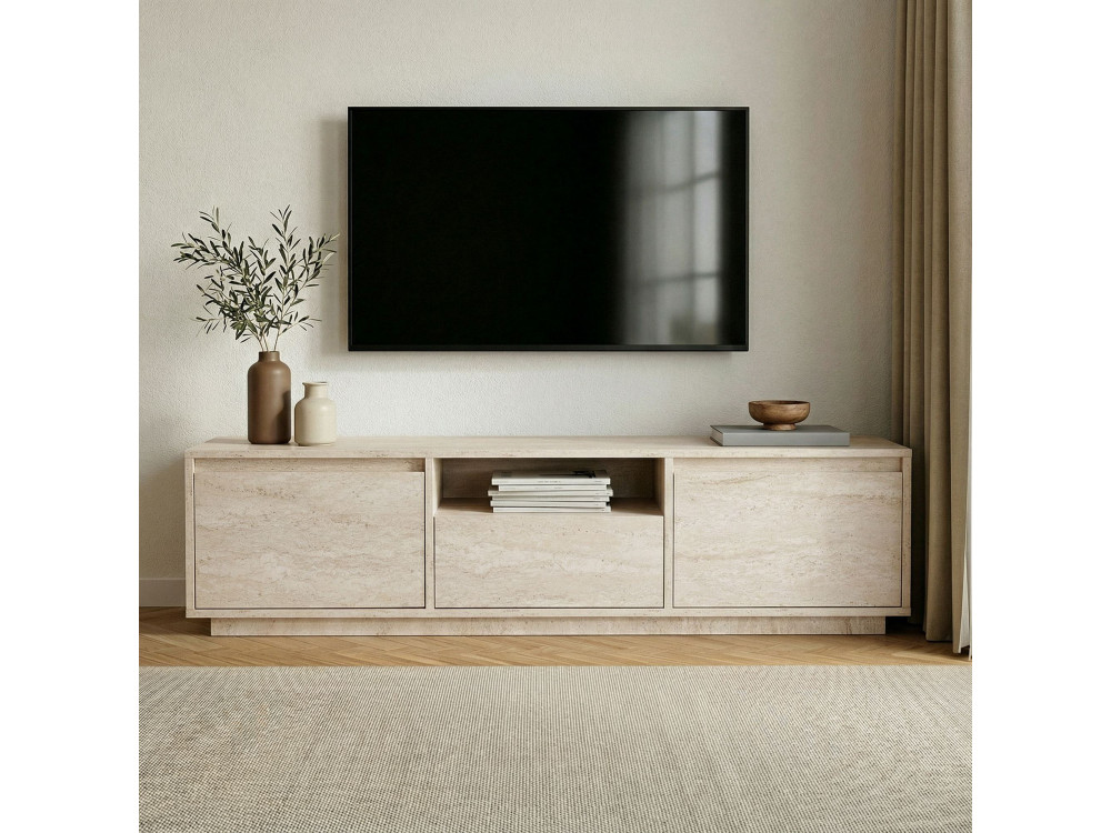 Suporte de TV em madeira "Sentinel" - 160 x 30 x 42 cm - Travertino