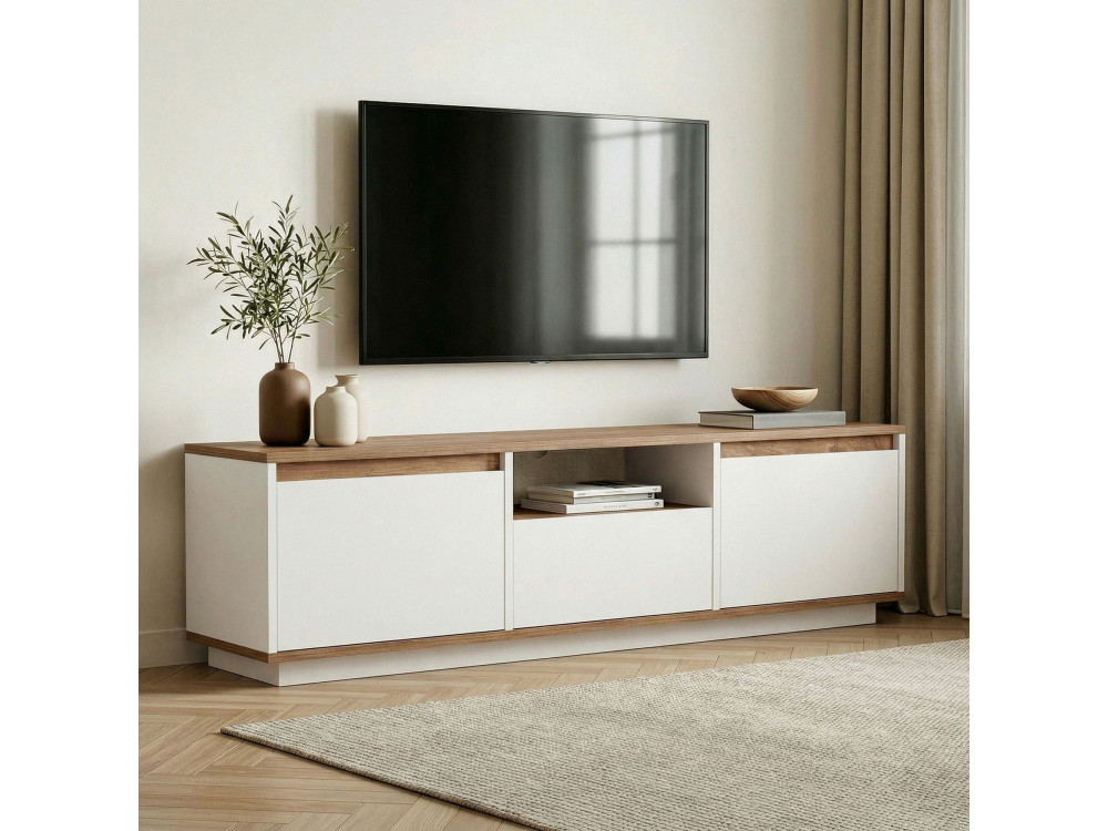 Suporte de TV em madeira "Sentinel" - 160 x 30 x 42 cm - Branco