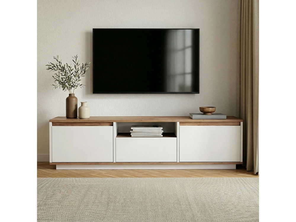 Suporte de TV em madeira "Sentinel" - 160 x 30 x 42 cm - Branco