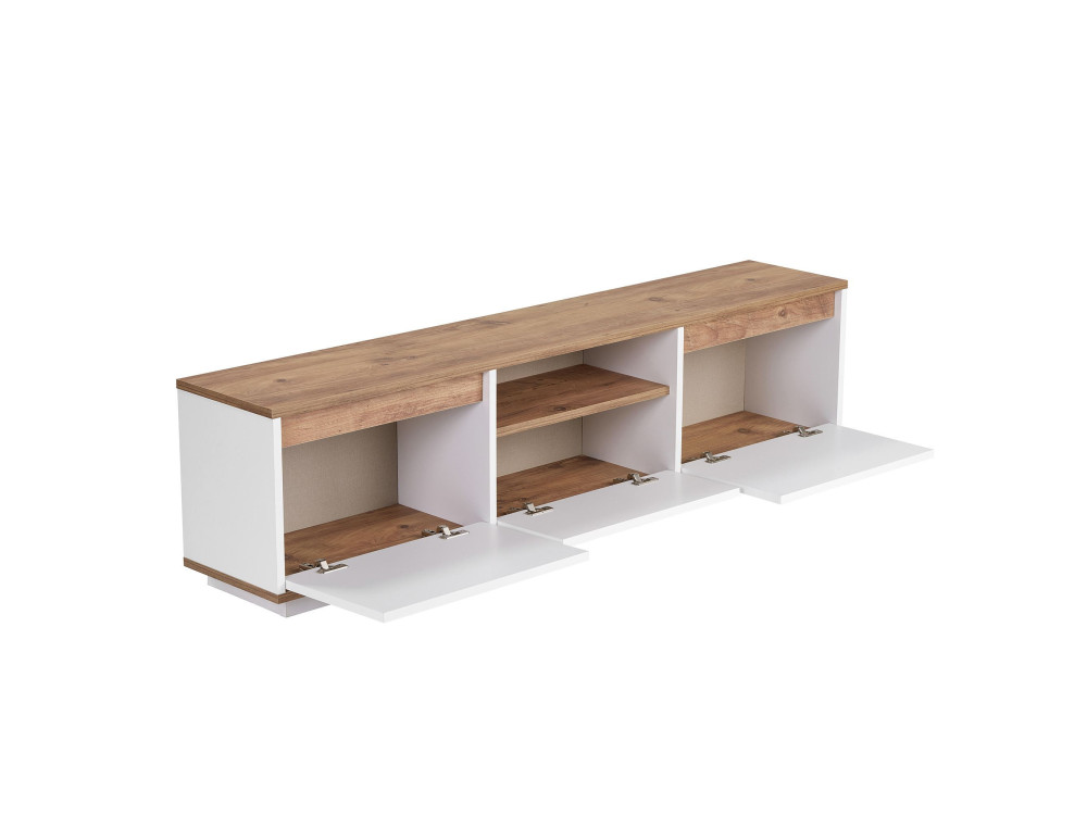 Suporte de TV em madeira "Sentinel" - 160 x 30 x 42 cm - Branco