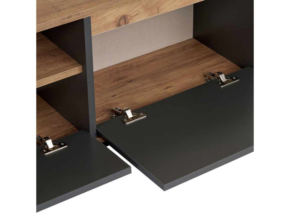 Suporte de TV em madeira "Sentinel" - 160 x 30 x 42 cm - Cinzento antracite