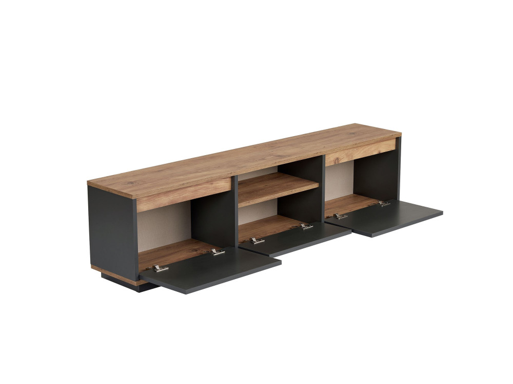 Suporte de TV em madeira "Sentinel" - 160 x 30 x 42 cm - Cinzento antracite
