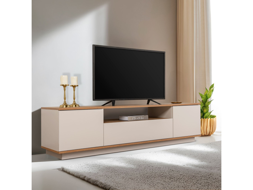 Suporte para televisor em madeira "Veramont" - 180 x 44 x 44 cm - Creme