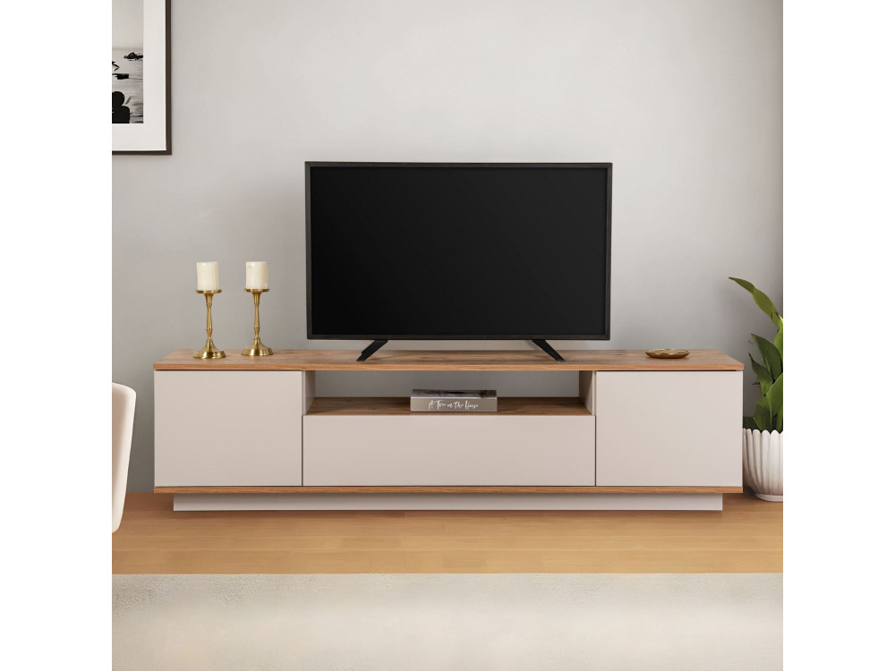 Suporte para televisor em madeira "Veramont" - 180 x 44 x 44 cm - Creme