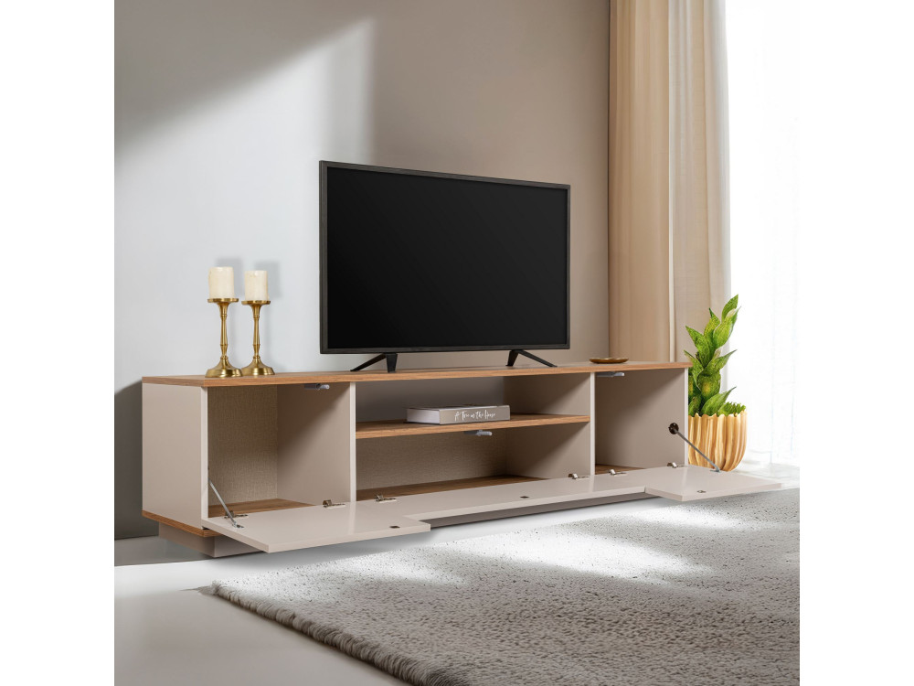 Suporte para televisor em madeira "Veramont" - 180 x 44 x 44 cm - Creme