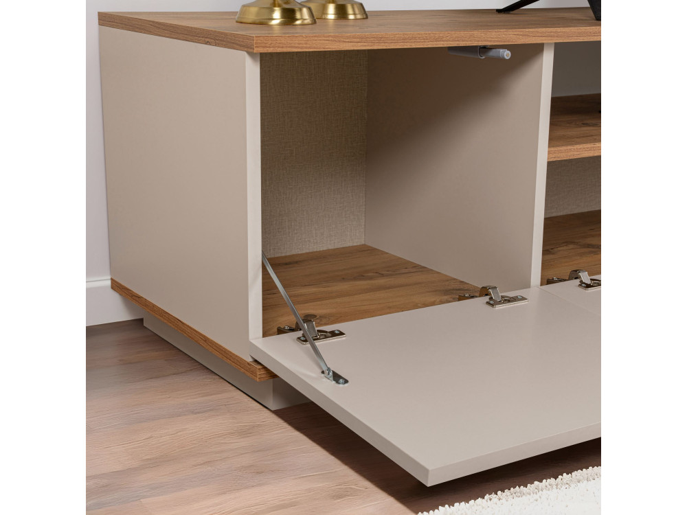 Suporte para televisor em madeira "Veramont" - 180 x 44 x 44 cm - Creme