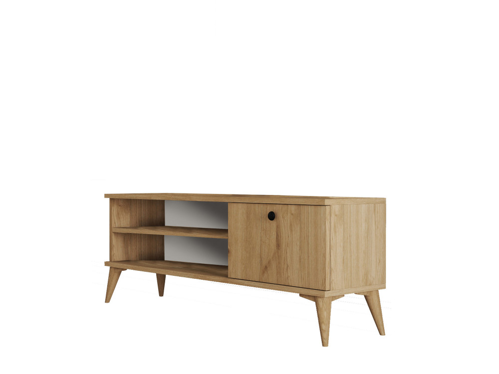 Mesa de TV "retro" em madeira - 120 x 29 x 44 cm - Bege