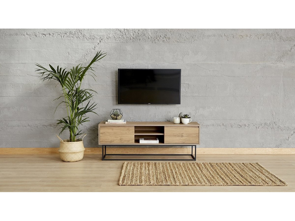 Suporte de TV em madeira "Laxus" - 140 x 40 x 50 cm - Castanho