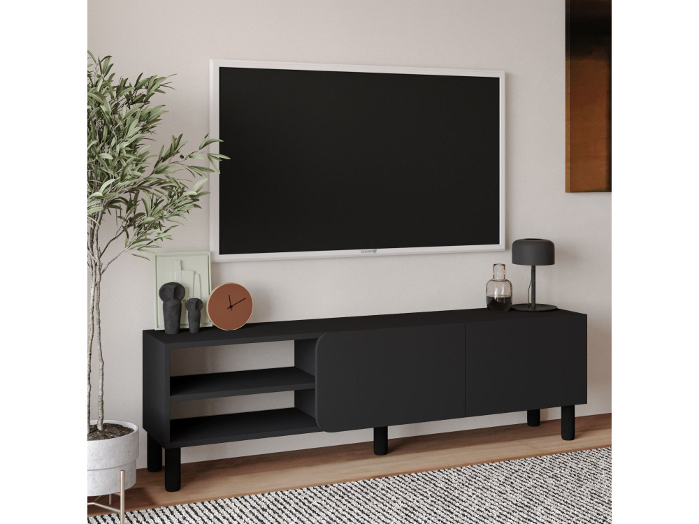 Suporte de TV em madeira "River" - 150 x 31,4 x 48,2 cm - Antracite