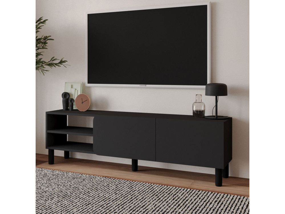 Suporte de TV em madeira "River" - 150 x 31,4 x 48,2 cm - Antracite