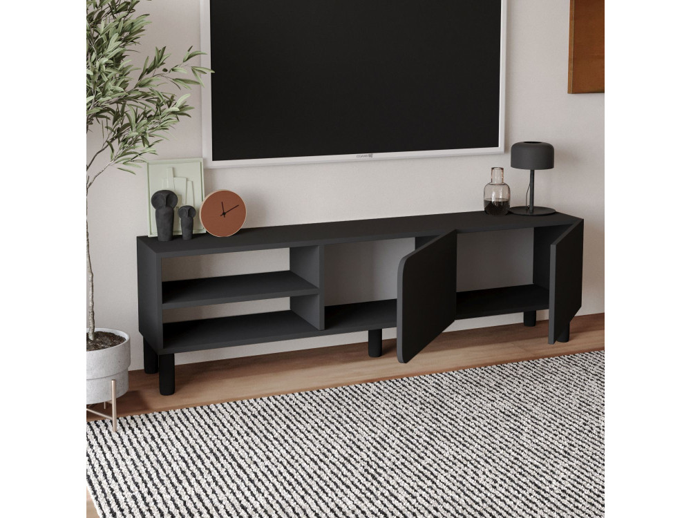 Suporte de TV em madeira "River" - 150 x 31,4 x 48,2 cm - Antracite