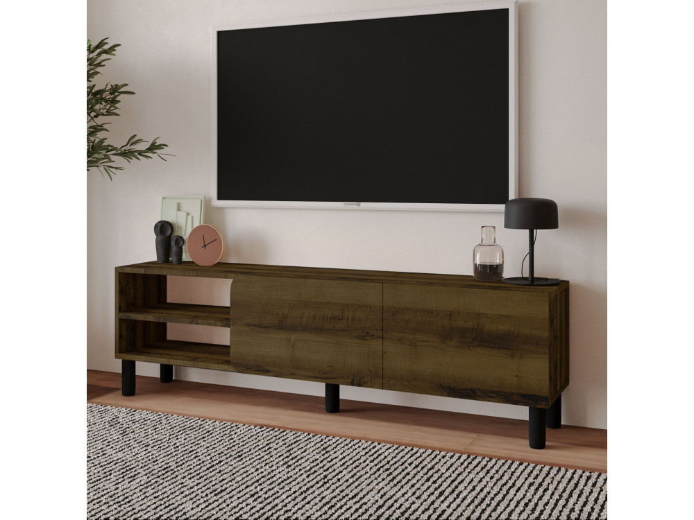 Suporte de TV em madeira "River" - 150 x 31,4 x 48,2 cm - Nogueira antiga