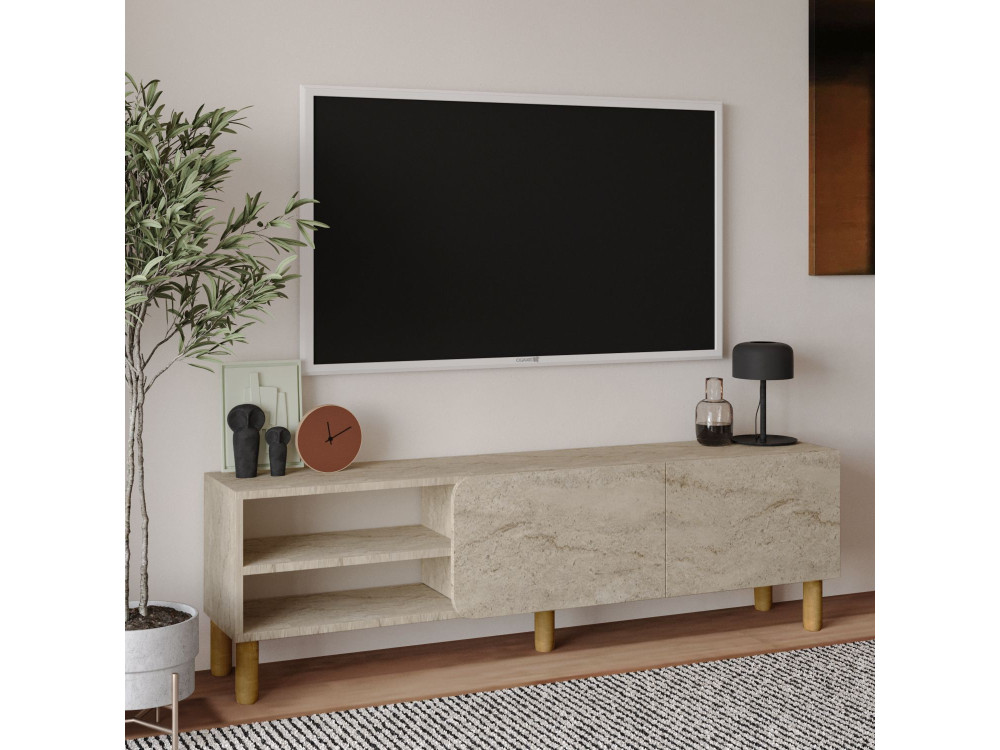 Suporte de TV em madeira "River" - 150 x 31 x 48 cm - Travertino