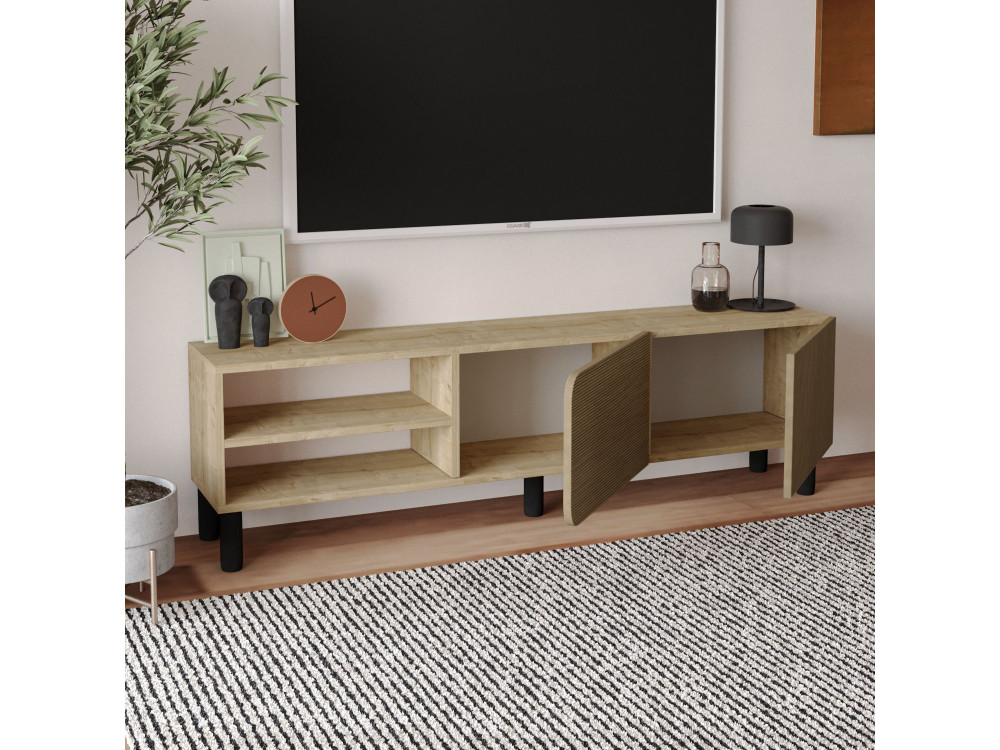 Suporte de TV em madeira "River" - 150 x 31 x 48 cm - Bege
