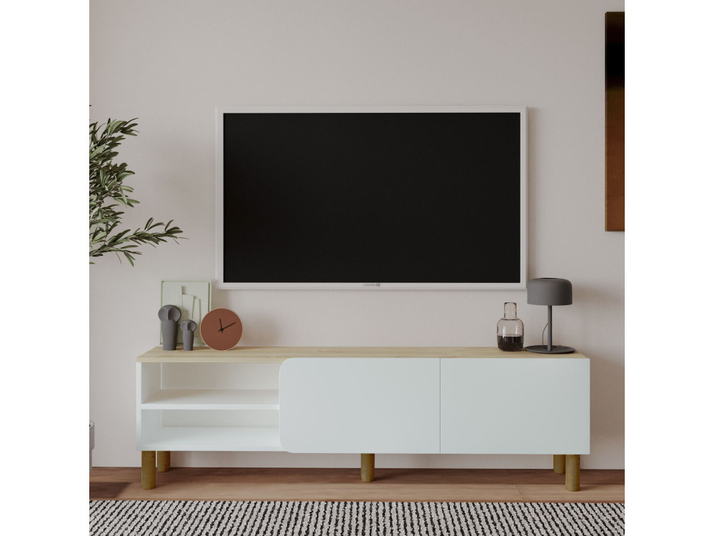 Suporte de TV em madeira "River" - 150 x 31 x 48 cm - Branco